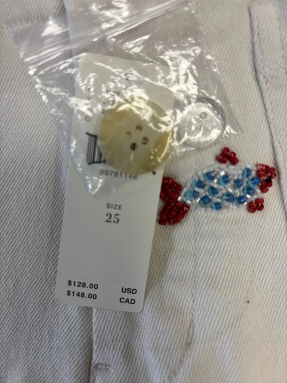 Maeve Colette Embroidered Beaded Fish Cotton Shorts - White